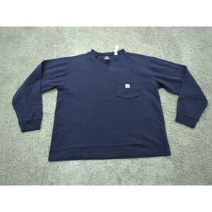 UR Shield Shirt Mens Large Blue Long Sleeve Chest Pocket Fire Resistant Workwear